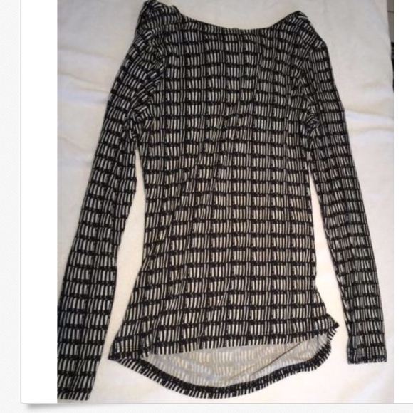 Adriana Papell Rouched Drape Top M Black/White - Picture 2 of 5